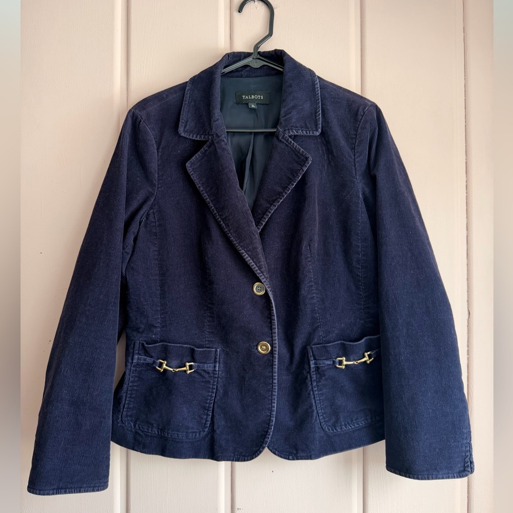 Talbots Women's Navy Blazer with Gold Accents